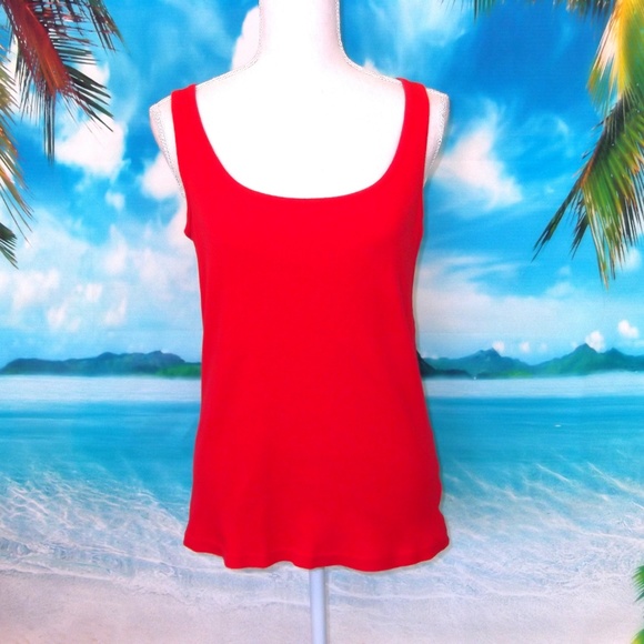 Faded Glory Red Ribbed Tank Top XL (16/18) - Picture 2 of 7